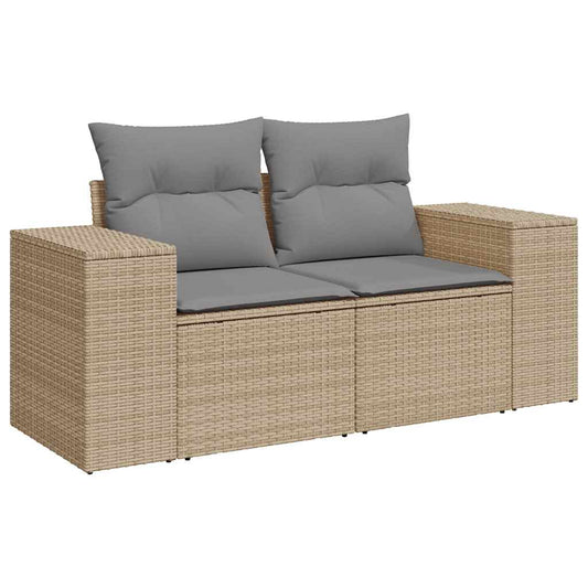 Juego De Sofás Jardín Con Cojines 5 Pzas Ratán Sintético Beige / Vetonek_0