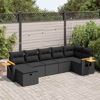 Set De Sofás De Jardín 7 Pzas Con Cojines Ratán Sintético Negro / Vetonek_4