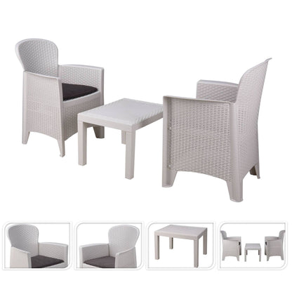 Well Home - Set De Jardín 'akita' Mesa Y 2 Sillas Blanco Ideal Para Terrazas