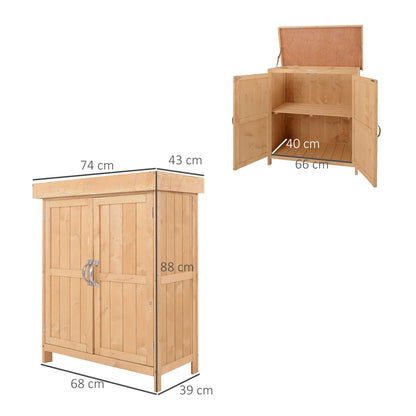 Outsunny Armario De Jardín De Madera Con 2 Puertas Techo Asfáltico 74x43x88 Cm_2