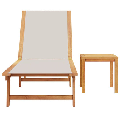 Tumbona Con Mesa Madera Maciza De Acacia Y Textileno Gris / Vetonek_3