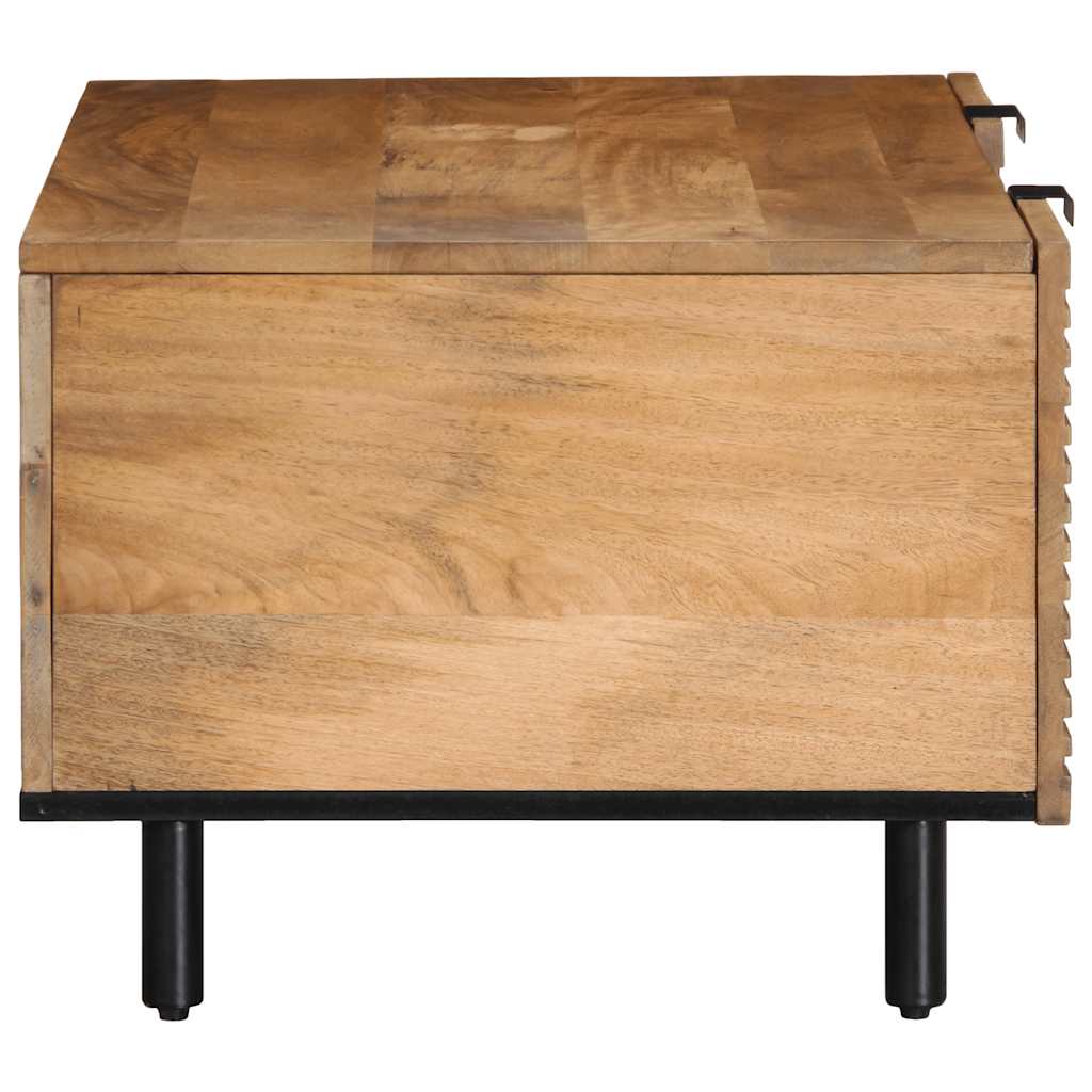 Mesa De Centro Madera Maciza De Mango Negra 100x54x40 Cm Marrón_2