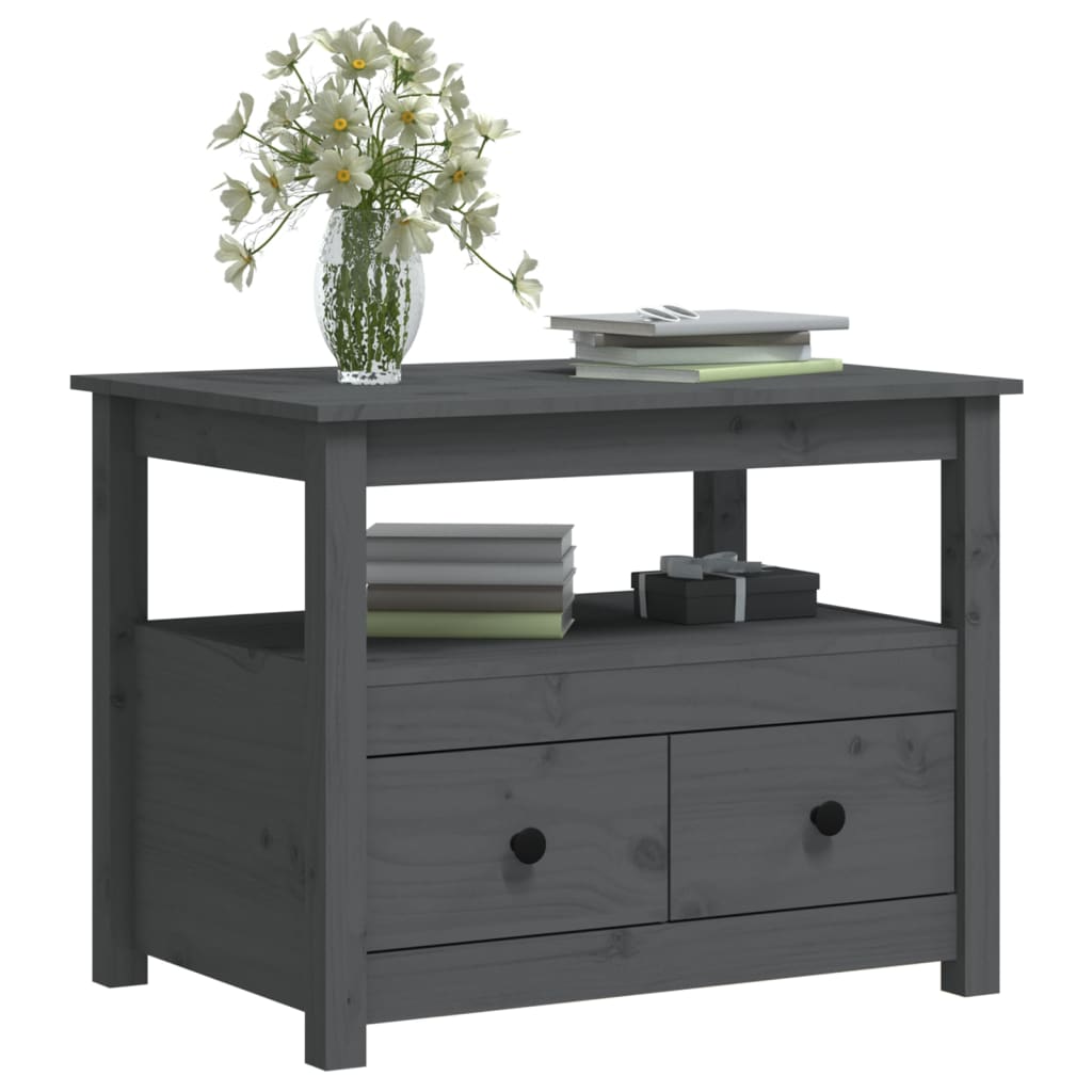 Mesa De Centro De Madera Maciza De Pino Gris 71x49x55 Cm_3