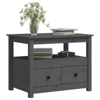 Mesa De Centro De Madera Maciza De Pino Gris 71x49x55 Cm_3