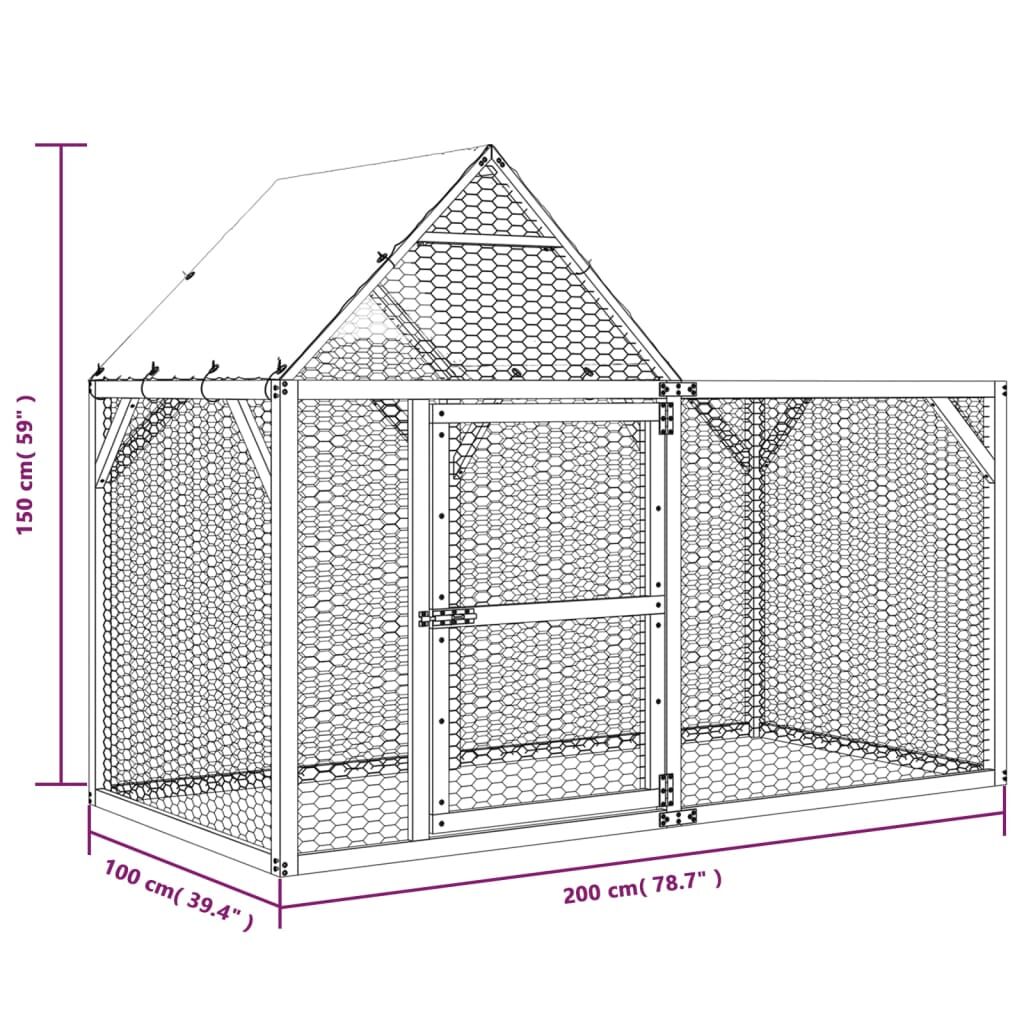 Vidaxl Gallinero Madera Maciza De Pino Impregnada 200x100x150 Cm_2