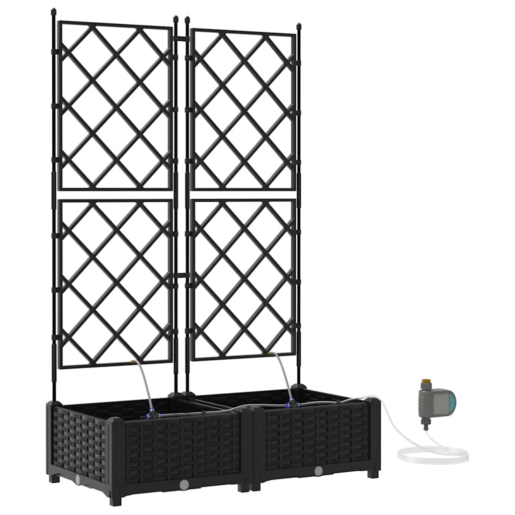 Macetero De Jardín 2 Uds. Negro 80 X 40 X 126 Cm Pp_0