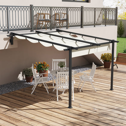 Pérgola Outsunny Poliéster, Acero Crema 297x297x230 Cm_1