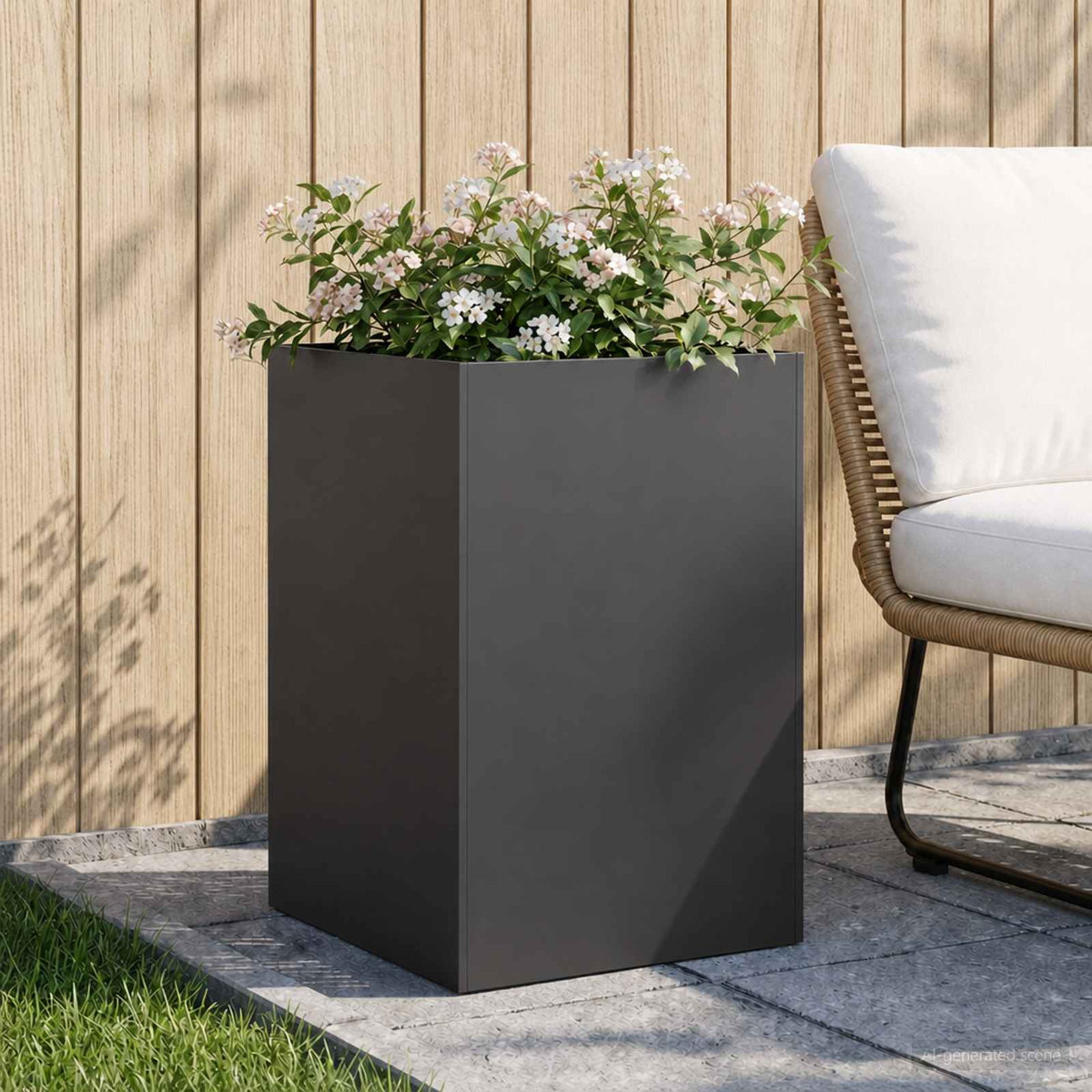 Macetero De Jardín Negro 50 X 50 X 75 Cm Acero Laminado En Frío_1