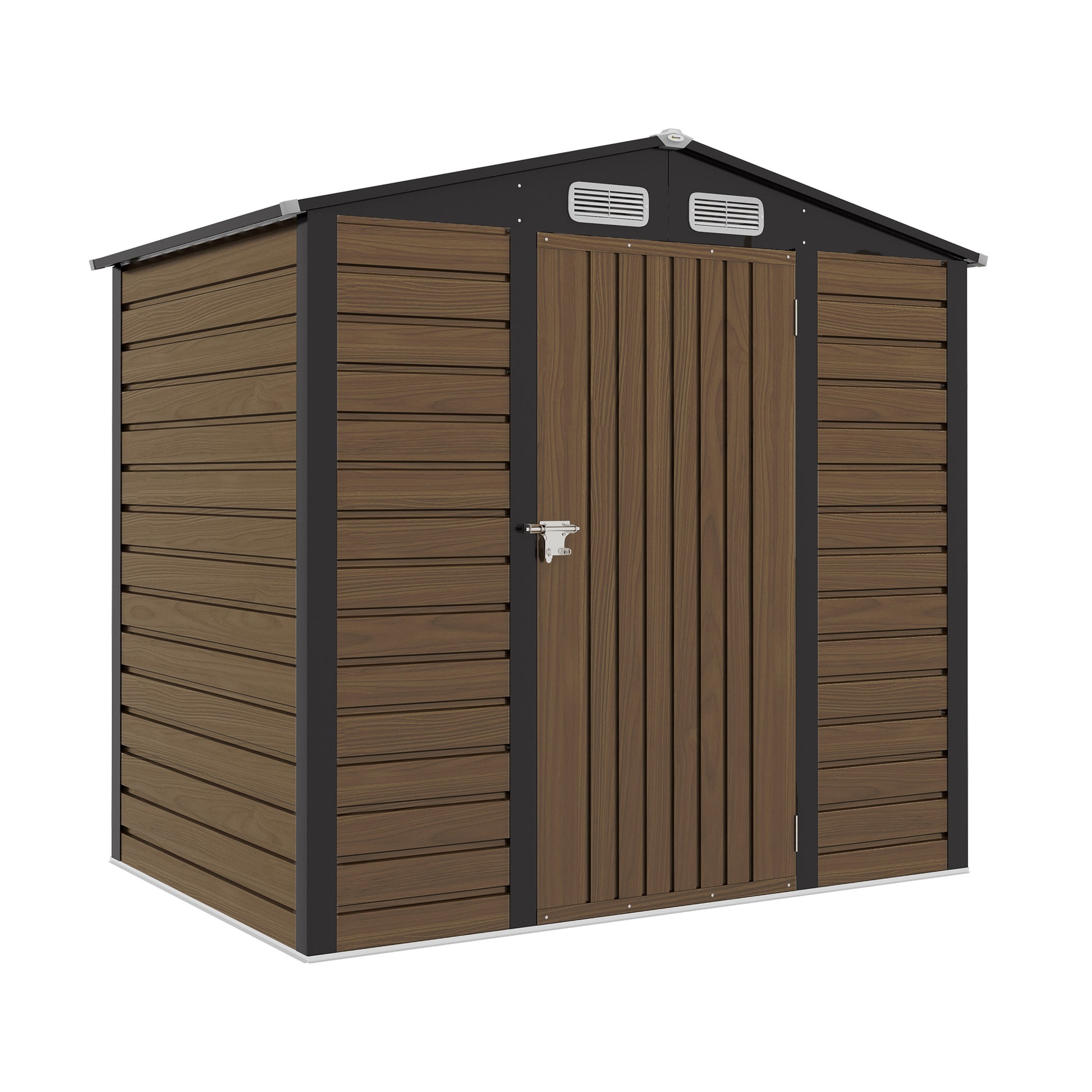 Outsunny Cobertizo De Jardín 190x131x188 Cm Con 2 Ventilaciones Y Puerta Roble_0