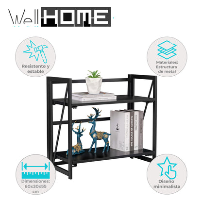 Well Home Estanteria Metalica En Color Negro 60x30x55cm_1