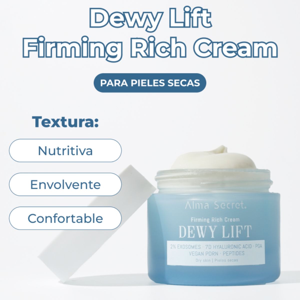 Crema Día Reafirmante Piel Seca Dewy Lift Rich Alma Secret 50 ml