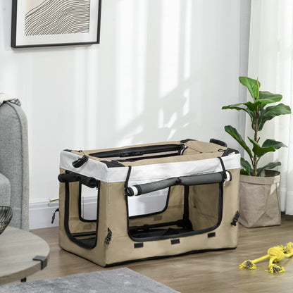 Pawhut Carrito Para Perros Plegable Con Vagón Desmontable Y Cojín Caqui_3