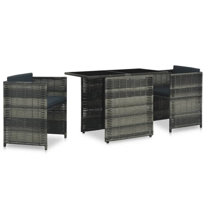 Vidaxl Set Mesa Y Sillas Jardín 3 Pzas Y Cojines Ratán Sintético Gris_1