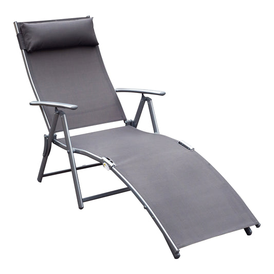 Outsunny Tumbona Plegable Con Respaldo Ajustable 137x63,5x100,5 Cm Gris_0
