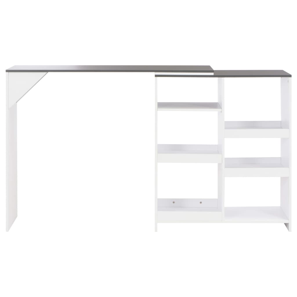 Mesa De Bar Con Estantería Móvil Blanca 138x39x110 Cm_1