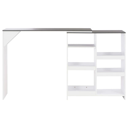 Mesa De Bar Con Estantería Móvil Blanca 138x39x110 Cm_1