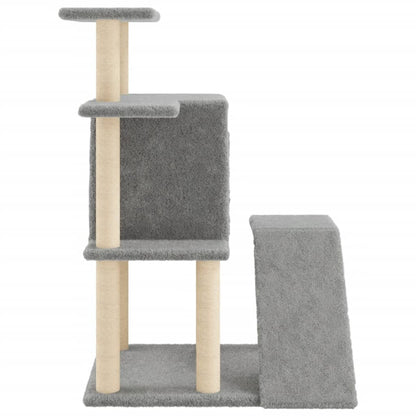Rascador Para Gatos Con Postes De Sisal Gris Claro 97 Cm_4
