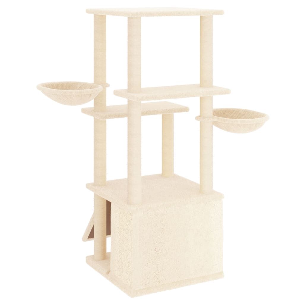 Vidaxl Rascador Para Gatos Con Postes De Sisal Color Crema 133 Cm_4
