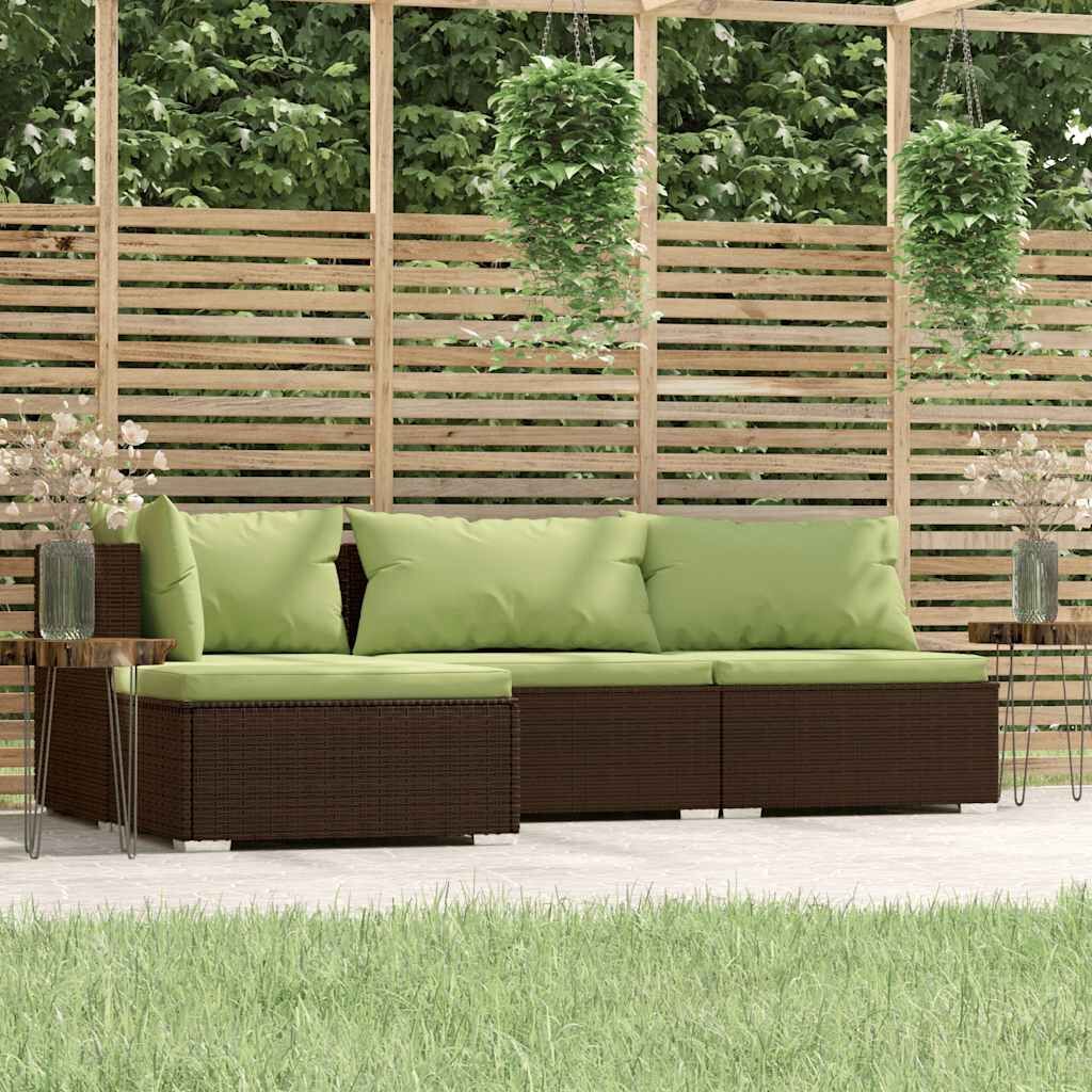 Vidaxl Set Muebles De Jardín 4 Piezas Y Cojines Ratán Sintético Marrón_1