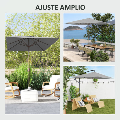 Outsunny Toldo De Recambio De Sombrilla De 3x2 M Con Ventilación Superior Gris_3