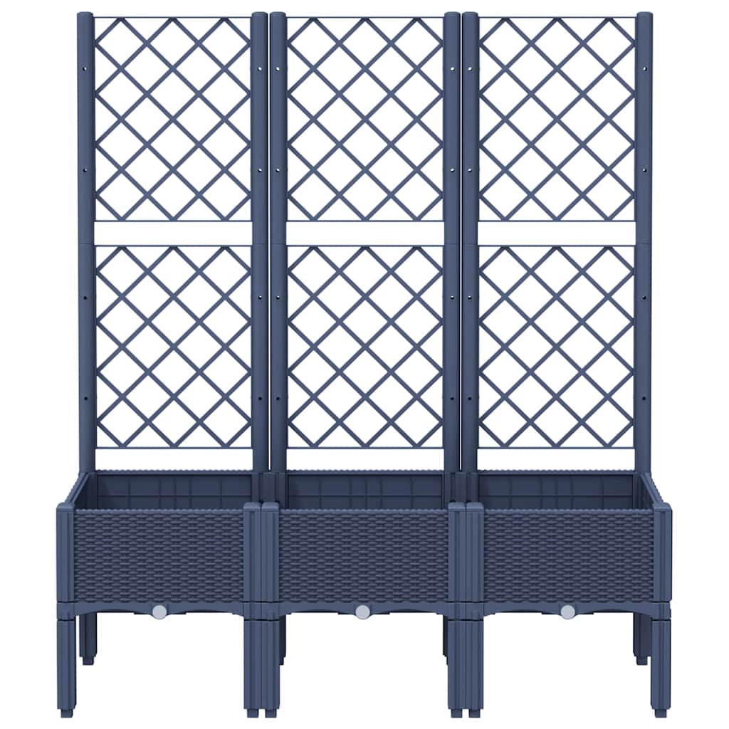 Jardinera Con Enrejado Pp Azul Gris 120x40x142 Cm_2