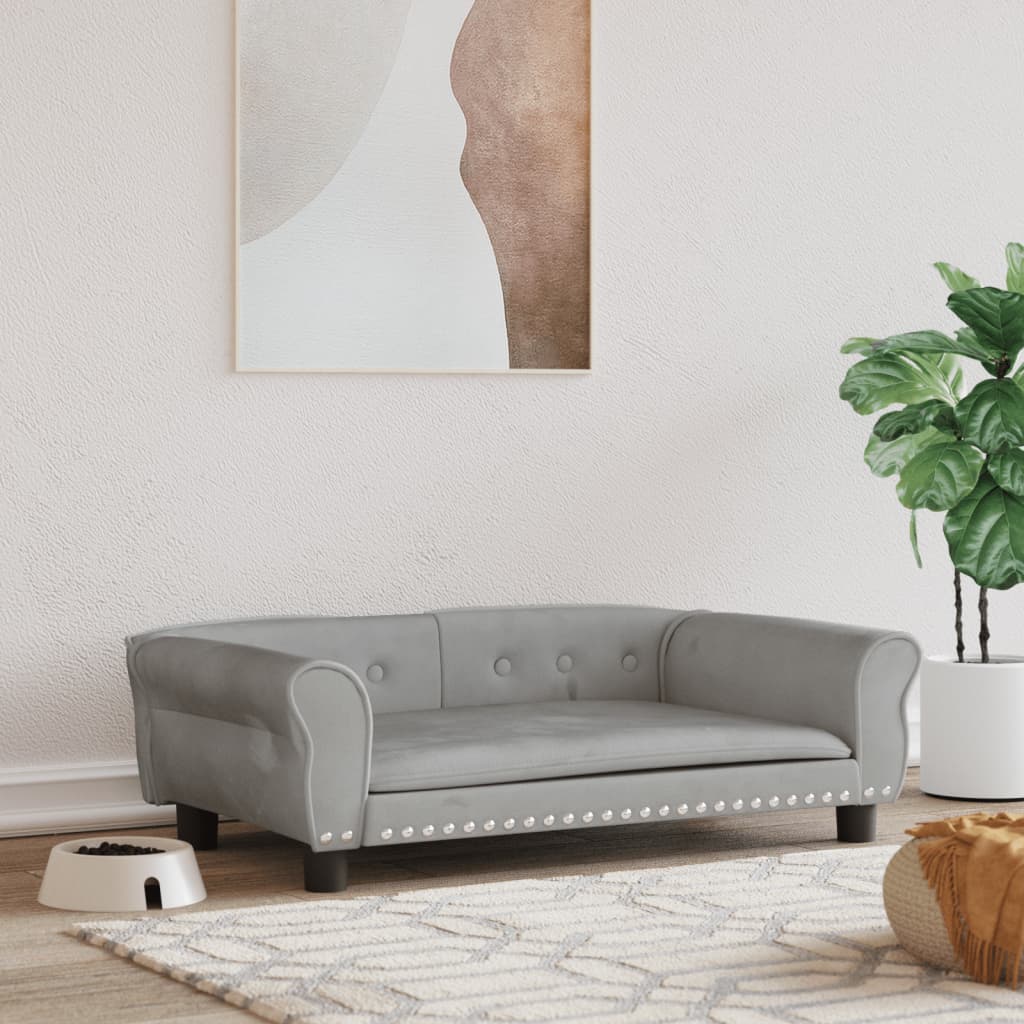 Cama Para Perros De Terciopelo Gris Claro 95x55x30 Cm / Vetonek_2