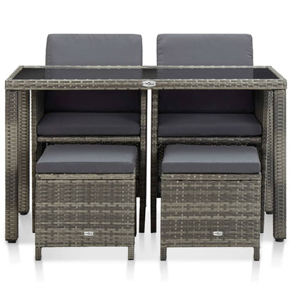 Vidaxl Set De Comedor De Jardín 5 Pzas Y Cojines Ratán Sintético Gris_1