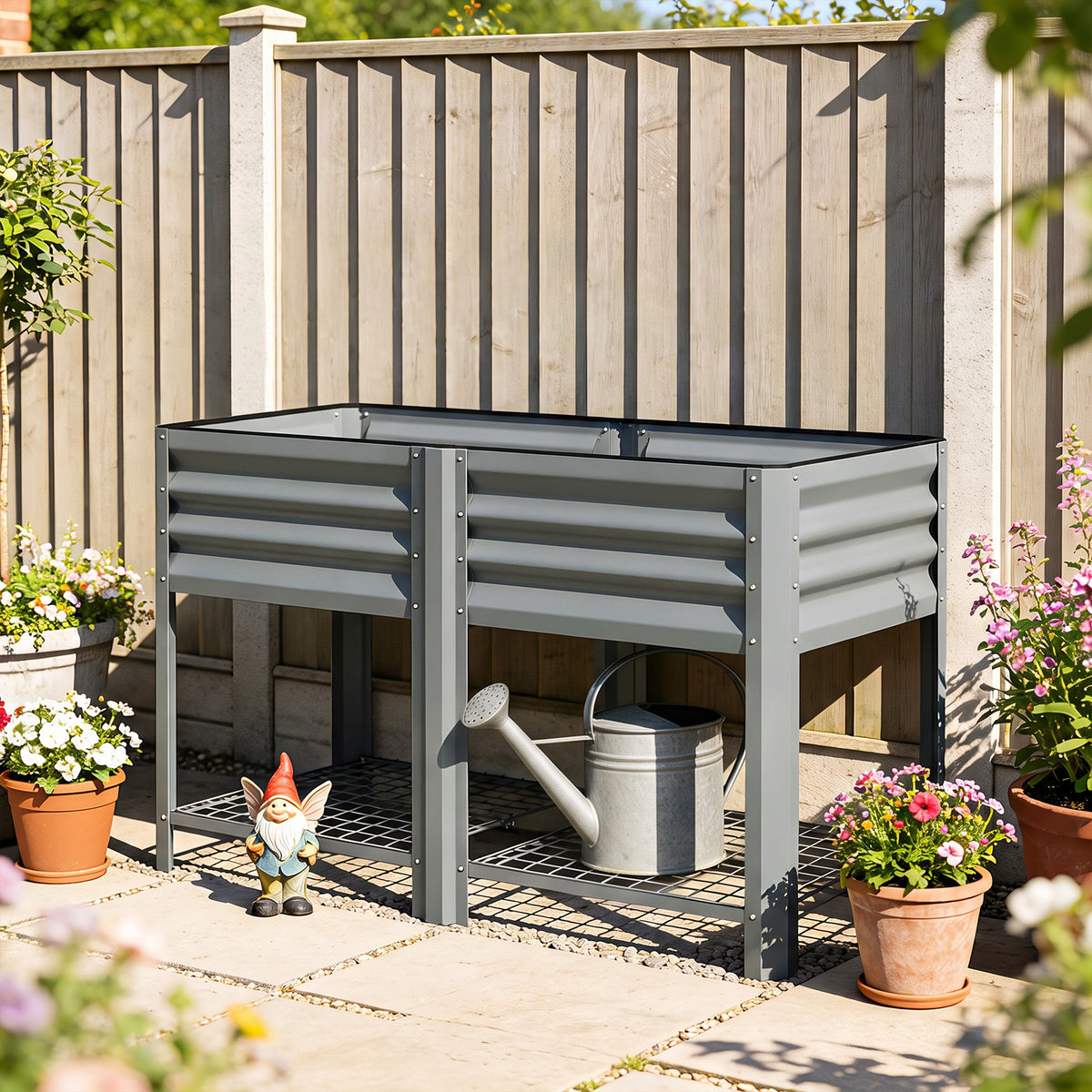 Mesa De Cultivo Outsunny Metal Galvanizado Gris 120x55x80 Cm_1