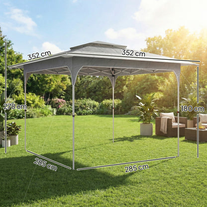 Outsunny Carpa Plegable 3,5x3,5 M Con Doble Techo Altura Ajustable Upf50+ Gris_2