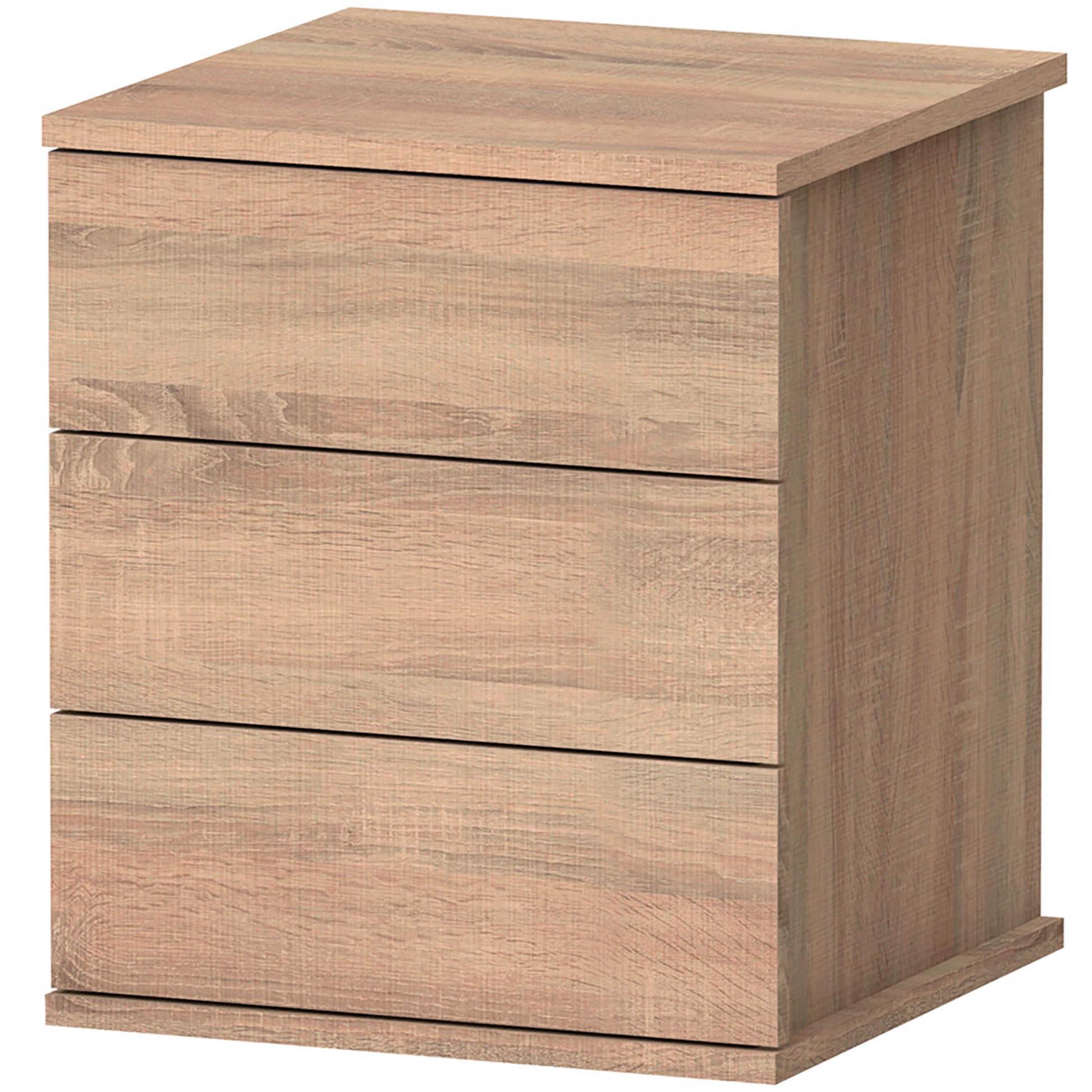 Mesita De Noche 3 Cajones, Mesilla Dormitorio Cajonera 48,5x41x40 Cm (alto X Ancho X Profundo), Briebe, Serenade, Madera