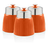 Set 3 Botes Cocina Almacenaje 1,2 L, Plástico Y Acero Inox, Especias, Té ,café, Retro, Vintage Swan Swka1024on, Naranja