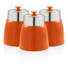 Set 3 Botes Cocina Almacenaje 1,2 L, Plástico Y Acero Inox, Especias, Té ,café, Retro, Vintage Swan Swka1024on, Naranja