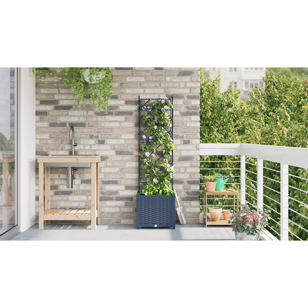 Vidaxl Maceta De Jardín Con Enrejado Gris 40 X 40 X 143 Cm Pp_3