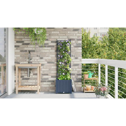Vidaxl Maceta De Jardín Con Enrejado Gris 40 X 40 X 143 Cm Pp_3