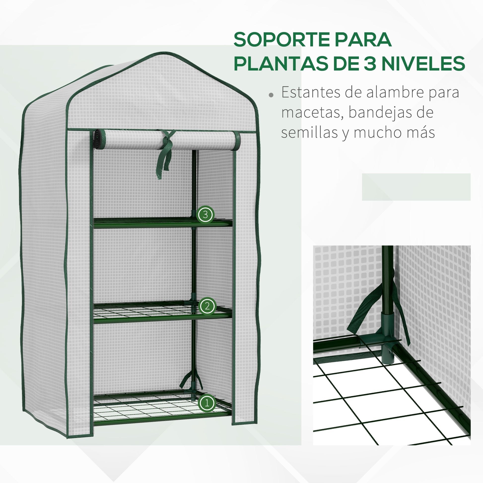 Outsunny Invernadero De Jardín De 3 Niveles 59x39x127 Cm Blanco_4