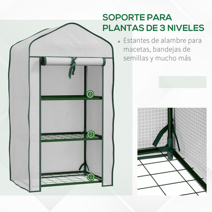 Outsunny Invernadero De Jardín De 3 Niveles 59x39x127 Cm Blanco_4