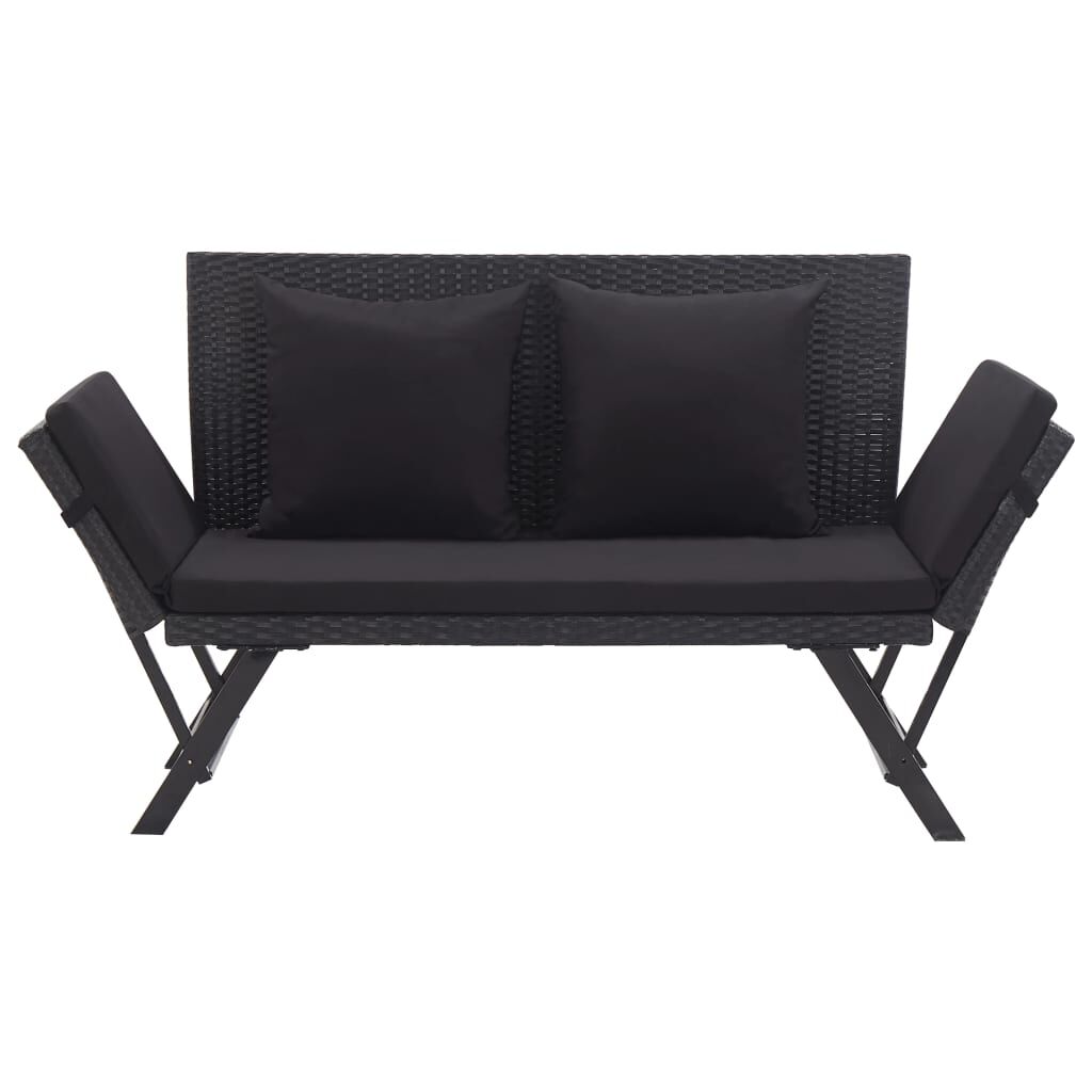 Vidaxl Banco De Jardín Con Cojines Ratán Sintético Negro 176 Cm_1