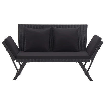Vidaxl Banco De Jardín Con Cojines Ratán Sintético Negro 176 Cm_1