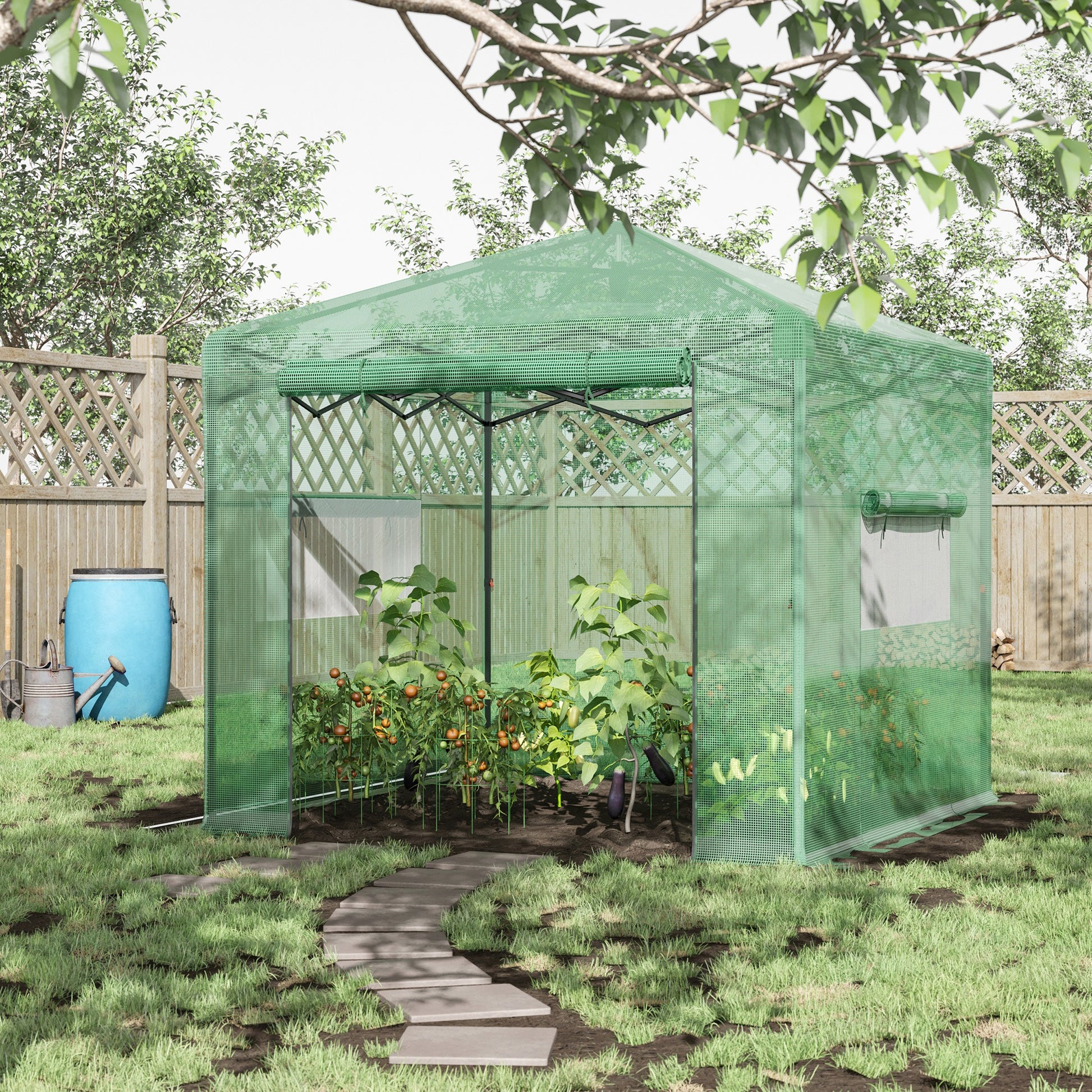 Outsunny Invernadero De Jardín Plegable Cultivo Planta 240x180x240 Cm De Acero_1