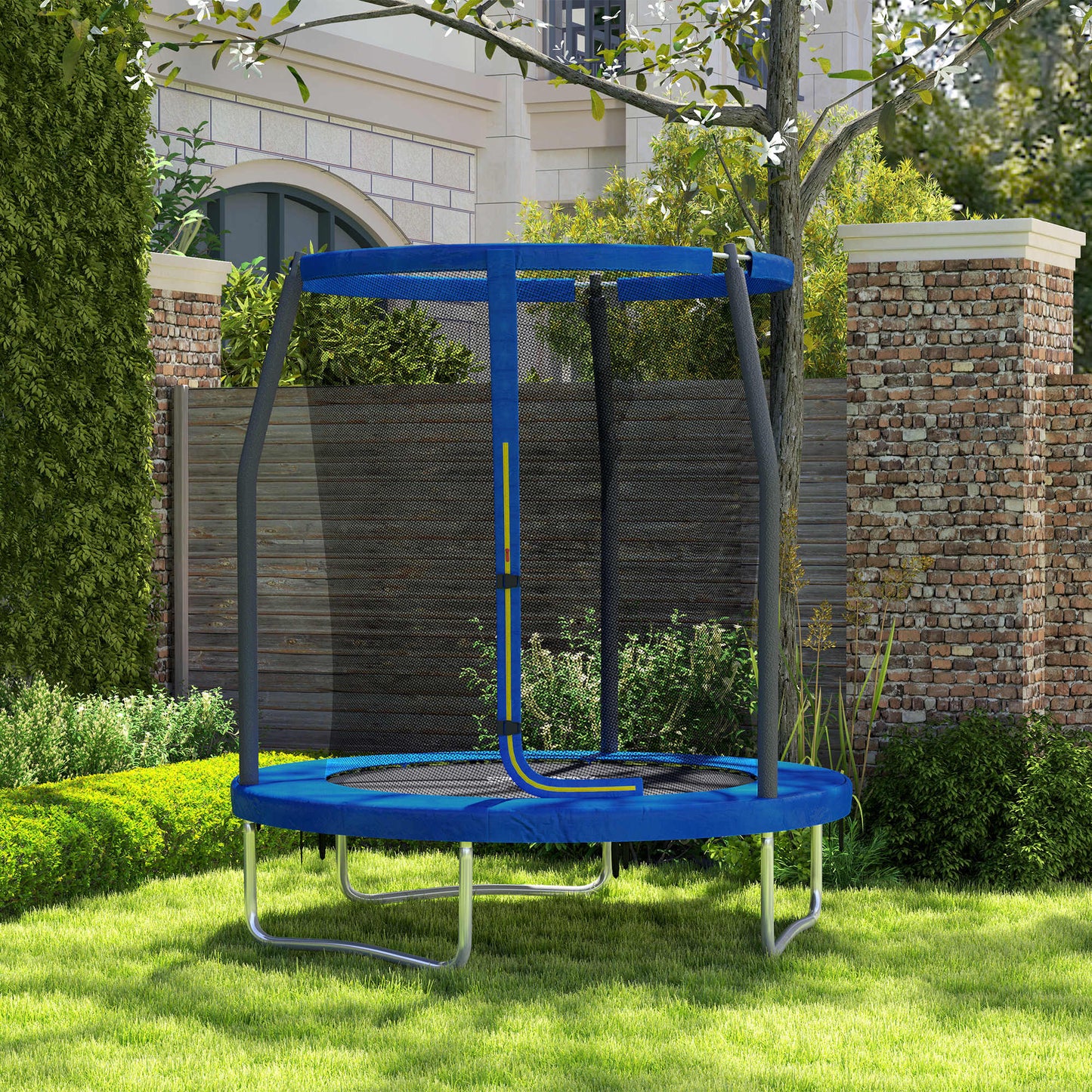 Sportnow Cama Elástica Infantil Ø183 Cm Con Red De Seguridad Y Funda Azul_1