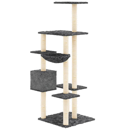 Rascador Para Gatos Con Postes De Sisal Gris Oscuro 142 Cm_4