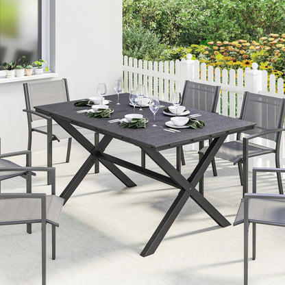 Outsunny Mesa De Comedor De Jardín Rectangular Con Encimera De Hdpe Negro_1