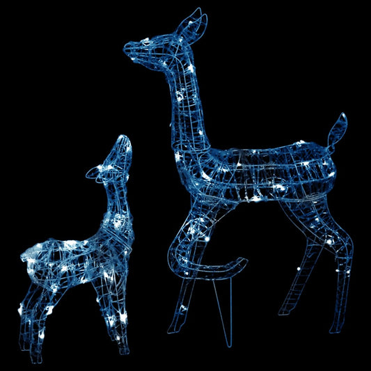 Vidaxl Familia De Renos De Navidad Acrílico Blanco Frío 160 Leds_0