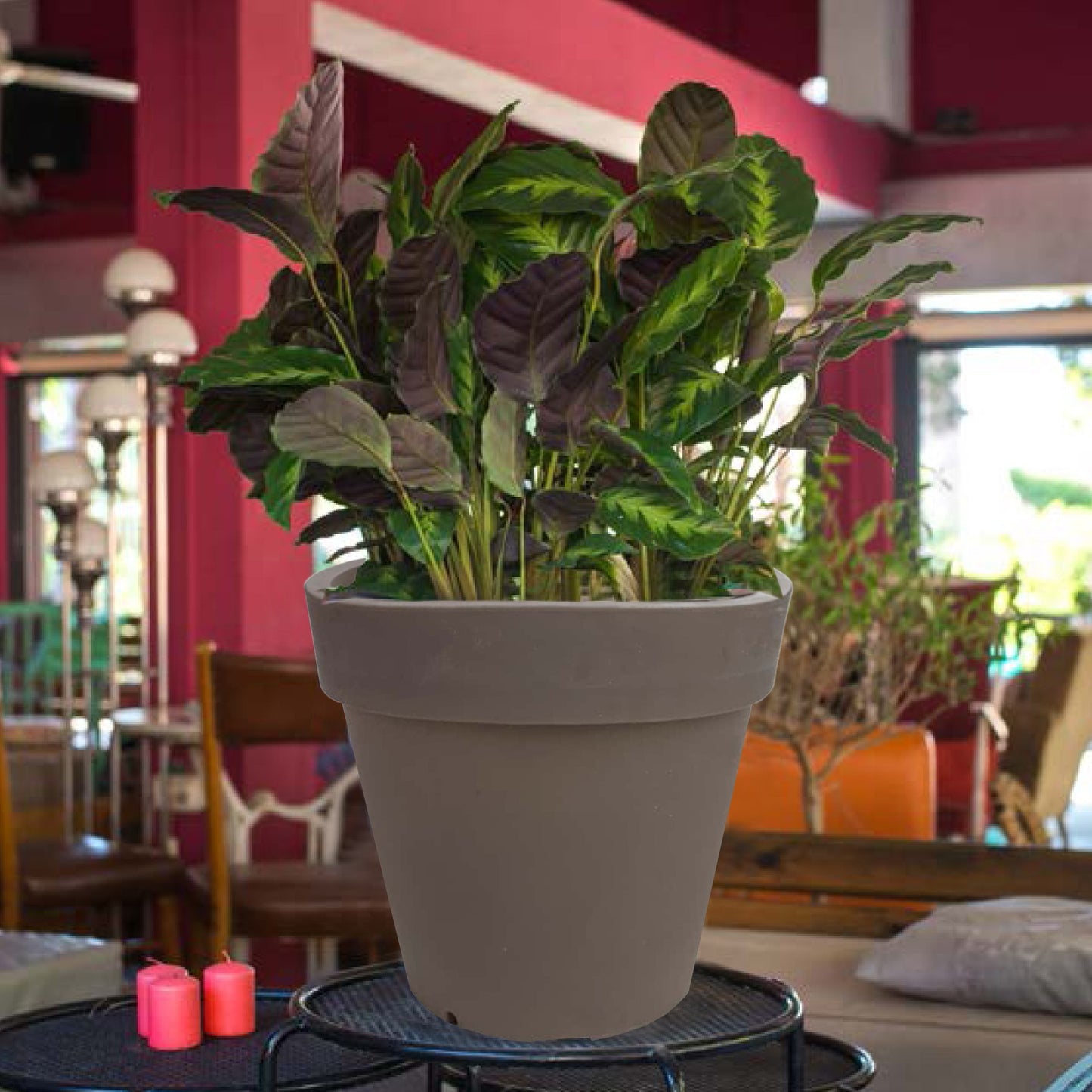 Macetero De Polietileno Por Rotomoldeo Color Topo 35x30 Cm_4