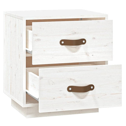 Mesita De Noche Madera Maciza De Pino Blanco 40x34x45 Cm_4
