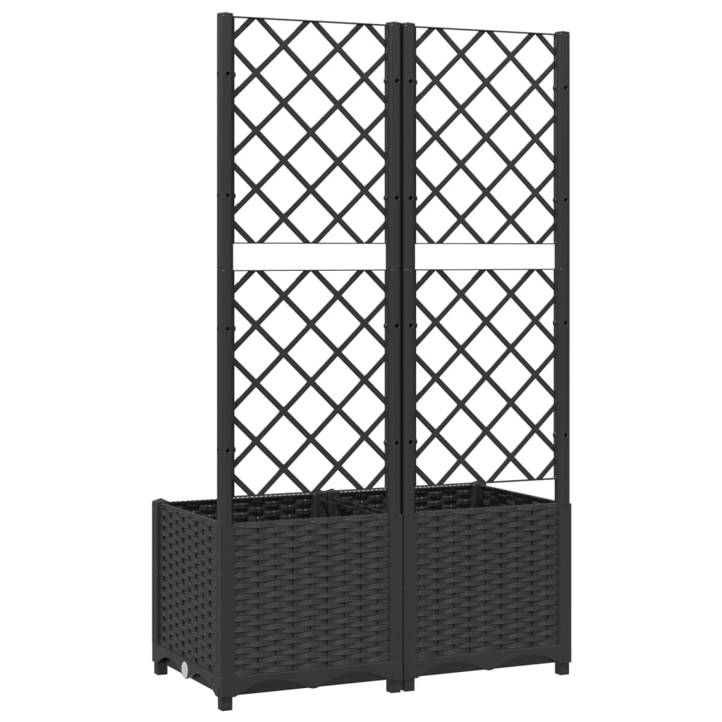 Jardinera De Jardín Con Enrejado, Color Negro, 80 X 40 X 136 Cm, Pp_3