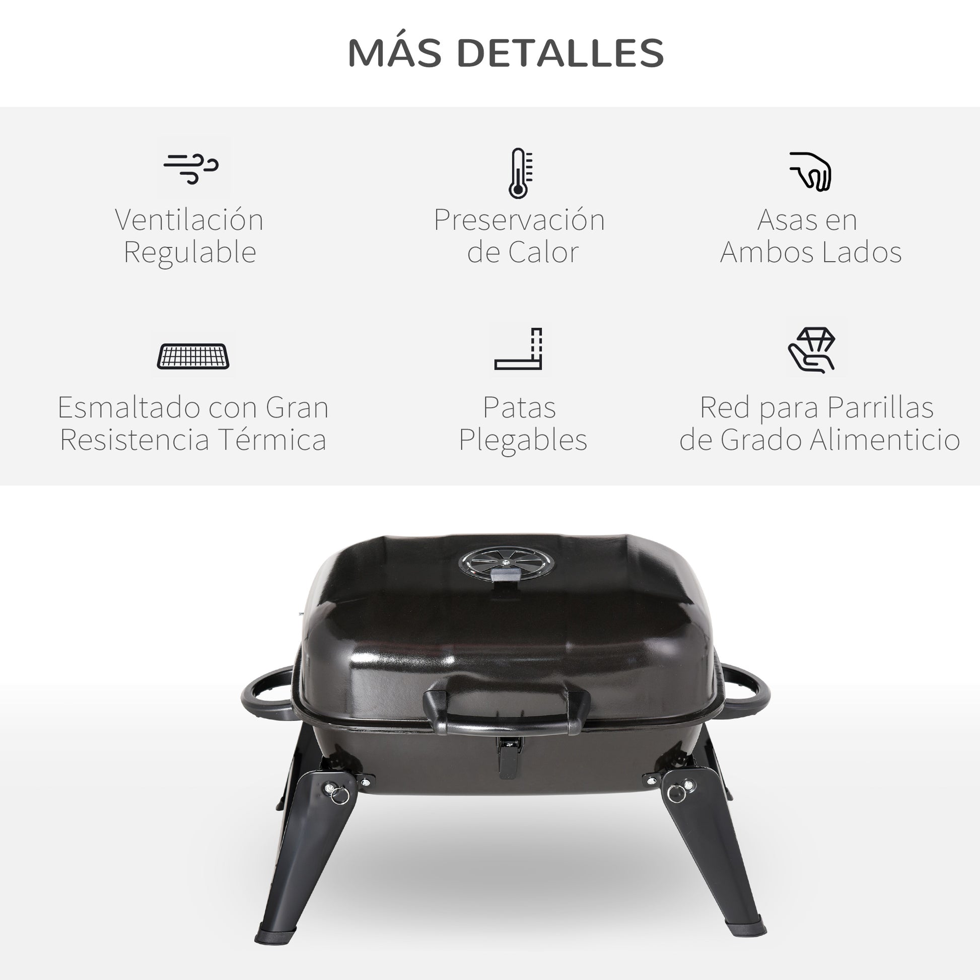 Outsunny Barbacoa De Carbón Portátil Plegable Al Aire Libre Acampada 59x43x39cm_5