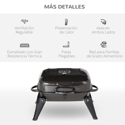 Outsunny Barbacoa De Carbón Portátil Plegable Al Aire Libre Acampada 59x43x39cm_5
