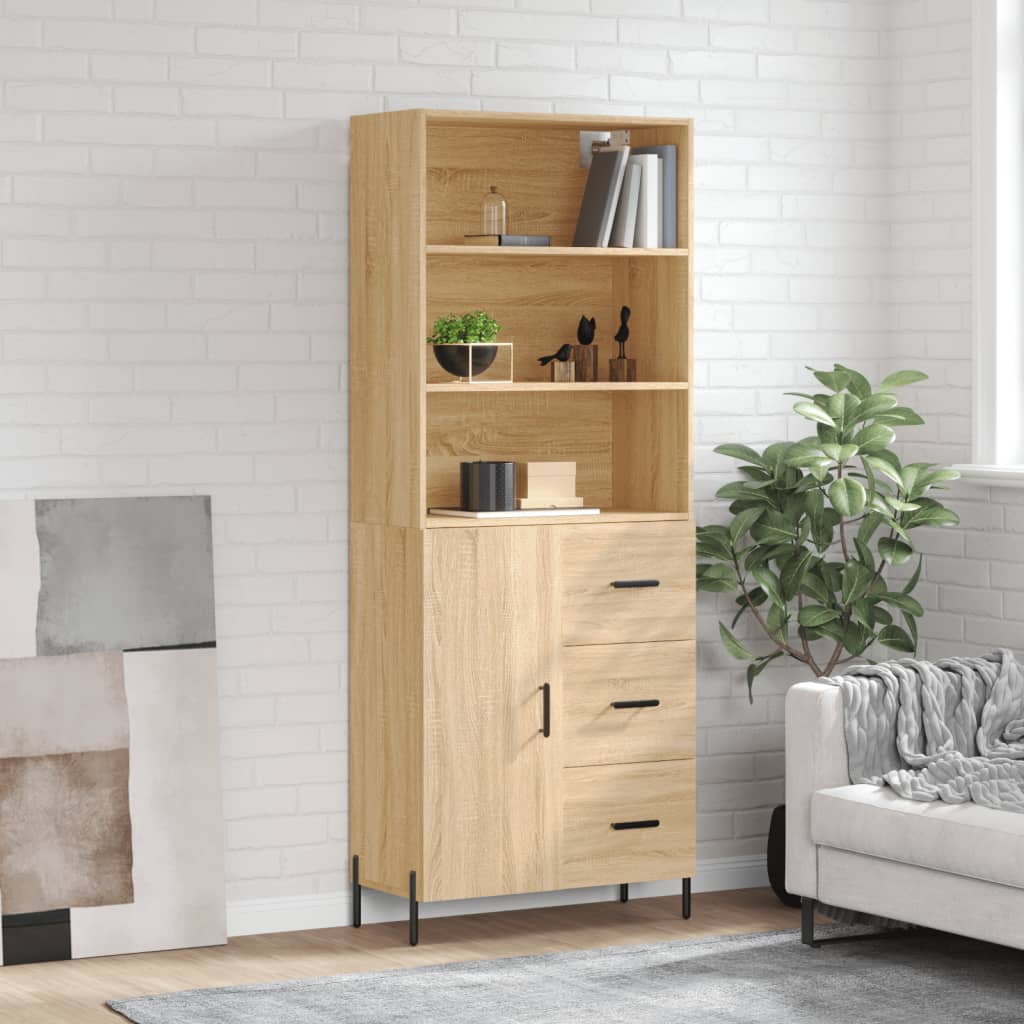 Aparador Alto Madera Contrachapada Color Roble 69,5x34x180 Cm_0