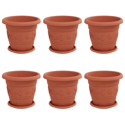 Macetas 6 Pcs Rojo Ladrillo Ø 26 X 21.5 Cm Plástico_0